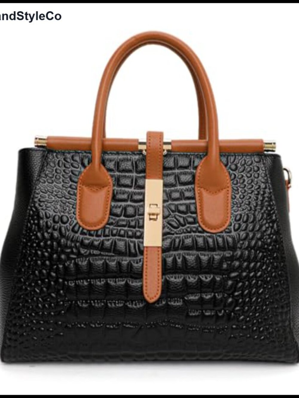 Genuine Leather Crocodile Print Handbag Large Capacity Detachable Strap Women's